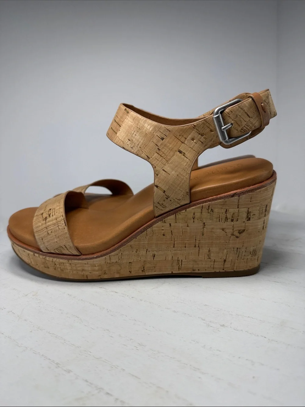 gentle souls Cork Strap Tan Wedge Sandals